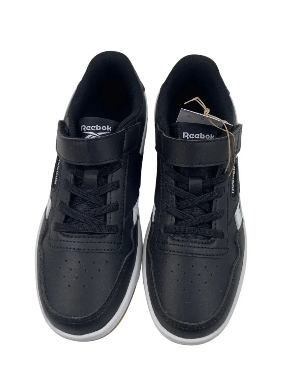 Reebok Court Advance Elastic Top Strap Black Sneakers Athletic Shoes Boys Size 2 - Picture 4 of 10